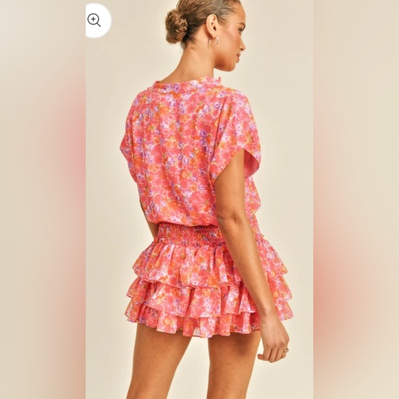 RESET by Jane Pink Smocked Ruffle Dress Size Medium - Picture 3 of 12